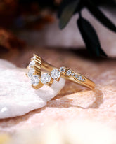 XANTHE Round Cut Moissanite Curved Wedding Band Bridal Stacking Ring